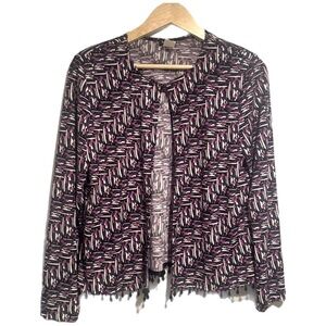 MSK Purple and White Beaded Open Cardigan